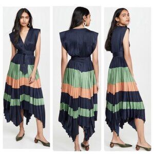 NWT!! Ulla Johnson Maysha Pleated Handkerchief Dress in Midnight Size 6